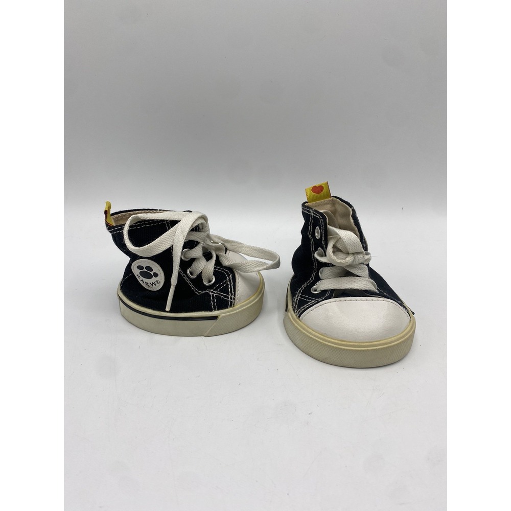 Build A Bear Shoes Black And White BAB Hi-Top Sneakers White Laces